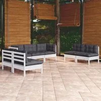 Set Divani da Giardino 7 pz con Cuscini in Massello di Pino 3096221