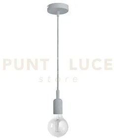 Gso075- pendente flute cavo in stoffa e rosone grigio cemento  1 lu...