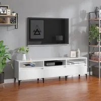 Mobile Porta TV Bianco Lucido 150x30x44,5 cm Legno Multistrato 831919