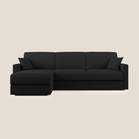 Chris Divano letto angolare con penisola in microfibra smacchiabile T11 nero