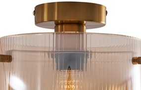 Lampada da soffitto Art Déco ottone con vetro ambra - Laura