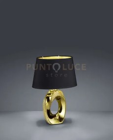 Taba lampada da tavolo base ceramica oro con paralume nero e oro h....