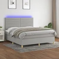 Letto a Molle Materasso e LED Grigio Chiaro 160x200 cm Tessuto cod mxl 58571