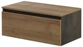 Cassettone bagno sospeso 80 cm soft-close ossido e rovere africa Kleo
