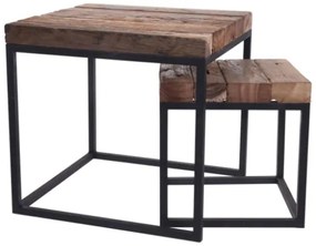 H&amp;S Collection Set Tavolini da Salotto 2 pz in Teak