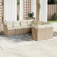 Set Divano da Giardino 8 pz con Cuscini Beige in Polyrattan 3250427