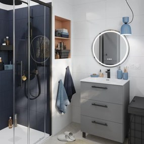 Mobile bagno a terra con lavabo L 60 x H 73 x P 45 cm grigio cemento truciolare 3 cassetti | Remix