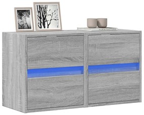 Mobili Tv A Parete Con Luci Led 2pz Grigio Sonoma 41x31x45 Cm /