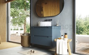 Mobile bagno sky blue 100x45 Mango due cassetti soft close con lavabo tondo da appoggio in ceramica lucida