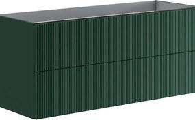 Cassettiera Opera con 2 cassetti, cannettato laccato opaco verde foresta L119,5 H50 P45,5 cm