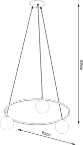 Lampadario bianco/nero con paralume in vetro Umerta – Sollux