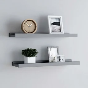 Mensole Loggia Per Foto 2 Pz Grigie 40x9x3 Cm İn Mdf /