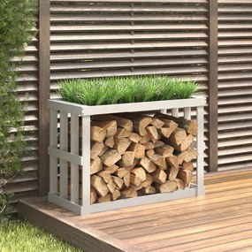 Portaceppi Da Esterno Bianco 108x52x74 Cm Legno Massello Pino /