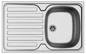 Lavello 1 vasca con gocciolatoio a sinistra DELINIA Kama inox L 50 x L 80 cm argento