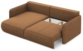 Divano angolare arancione allungabile/con contenitore (con penisola a sinistra) Nanea – Makamii