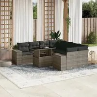 Set Divano da Giardino 9 pz con Cuscini Grigio in Polyrattan 3269060