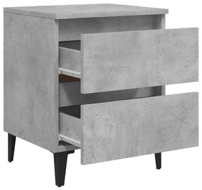 Comodini 2pz Grigio Cemento 40x35x50 cm in Legno Multistrato