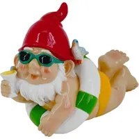 Gnomo decorativo con salvagente in poliresina