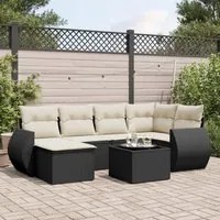 Set Divani da Giardino con Cuscini 7pz Nero Polyrattancod mxl 112549