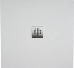 Piatto doccia in mineralmarmo 70x100 cm bianco effetto pietra con griglia e piletta sifonata