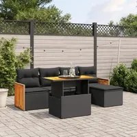 Set Divano da Giardino 6 pz con Cuscini Nero in Polyrattan 3273932