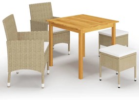 Set mobili da pranzo per giardino 5 pz beige