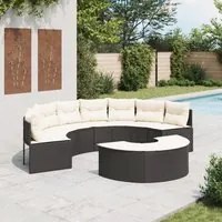 Set Divani da Giardino Semicircolare 2 pz in Polyrattan Nero 3262070