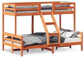 Letto A Castello 80x200/120x200 Cm Marrone Cera Massello Pino /