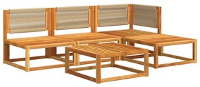 Set divano da giardino 5 pz con cuscini legno massello acacia