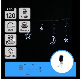 Aigostar - Catena LED solare natalizia 120xLED/8 funzioni 3x0,6m 500 mAh IP65 bianco freddo