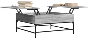 Tavolino grigio sonoma 95x95x45 cm legno multistrato e metallo