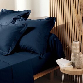 Lenzuolo elasticizzato blu scuro in cotone biologico 90x190 cm Biolina - douceur d'intérieur