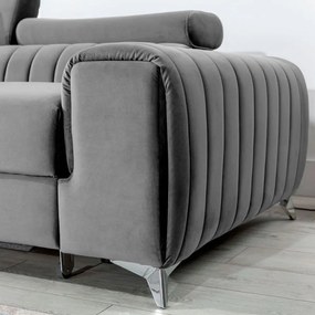 Divano angolare grigio allungabile/con contenitore (con penisola a sinistra/con chaise lounge) e rivestimento in velluto Grayson – ELTAP