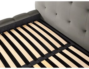 Letto matrimoniale imbottito grigio chiaro con vano contenitore con griglia 160x200 cm Bali - Cosmopolitan Design