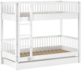 Letto da bambini a castello/estraibile bianco in faggio massiccio con contenitore con rete inclusa 90x200 cm Forrest – Vipack
