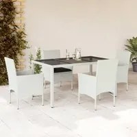 Set da Pranzo da Giardino 5 pz con Cuscini Polyrattan e Vetro 3278581