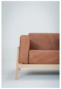 Divano in pelle di bufalo marrone cognac con struttura in rovere massiccio, 210 cm Fawn - Gazzda