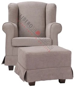 Poltrona imbottita in tessuto sfoderabile BERGERE TORTORA con pouf