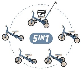 PETITE&amp;MARS - Triciclo per bambini 5in1 TURBO Ocean Blue