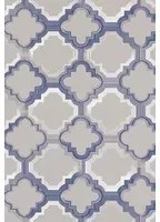 Osborne & Little Carta da parati Quatrefoil - Sapphire/ Metallic Gilver/ Matt Silver