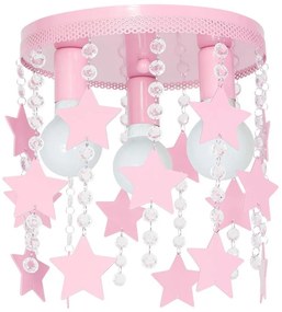 Plafoniera per bambini ELZA stelle 3xE27/60W/230V rosa