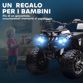 Quad Elettrico per Bambini 3-5 Anni 12V con Fari e Pedale Presa USB per Musica Bianco...
