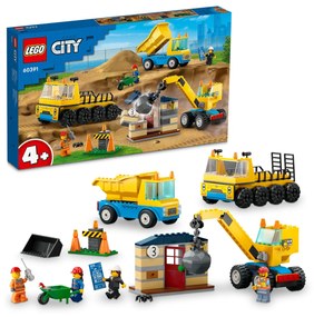 Camion da cantiere e gru palla da demolizione Lego City