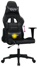 Sedia da gaming massaggiante nera in similpelle