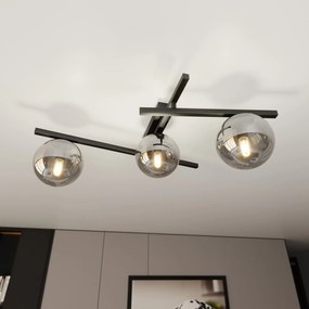 Plafoniera Moderna 3 Luci Teti In Acciaio Nero Bracci Regolabili E Vetro Fumè