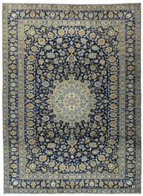 Kashan Tappeto 360x260 Blu (Iran) Annodato A Mano