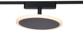Sistema di illuminazione su binario con 6 faretti e 2 plafoniere nere monofase - Magnetic Lance Puk