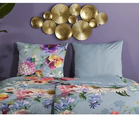 Lenzuolo singolo in cotone organico grigio Girasole, 140 x 220 cm Organic - Descanso