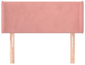 Testiera ad orecchio rosa 83x16x78/88 cm in velluto