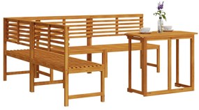 Set da pranzo da giardino in legno di acacia 4 pezzi